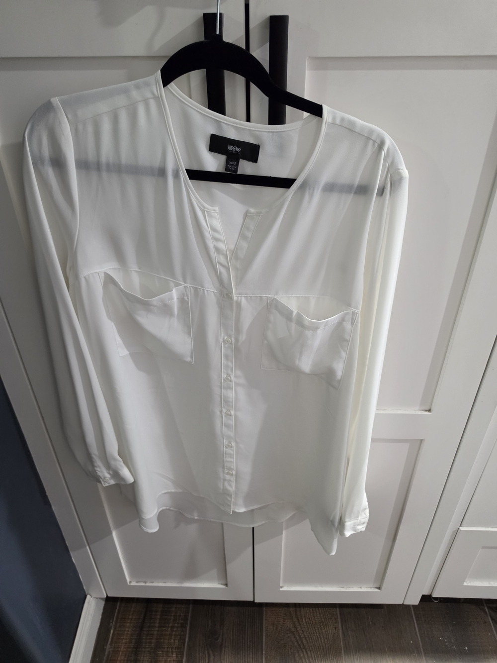 W118 by Walter Baker Cream Button-Front Pocket Blouse